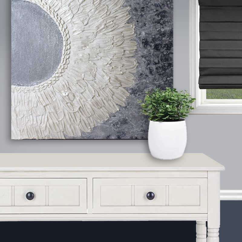Silver Sun Painting with Impasto Texture | 20x24 - Image 5