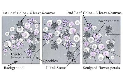 Diagram for custom colors on sculpted climbing flower art